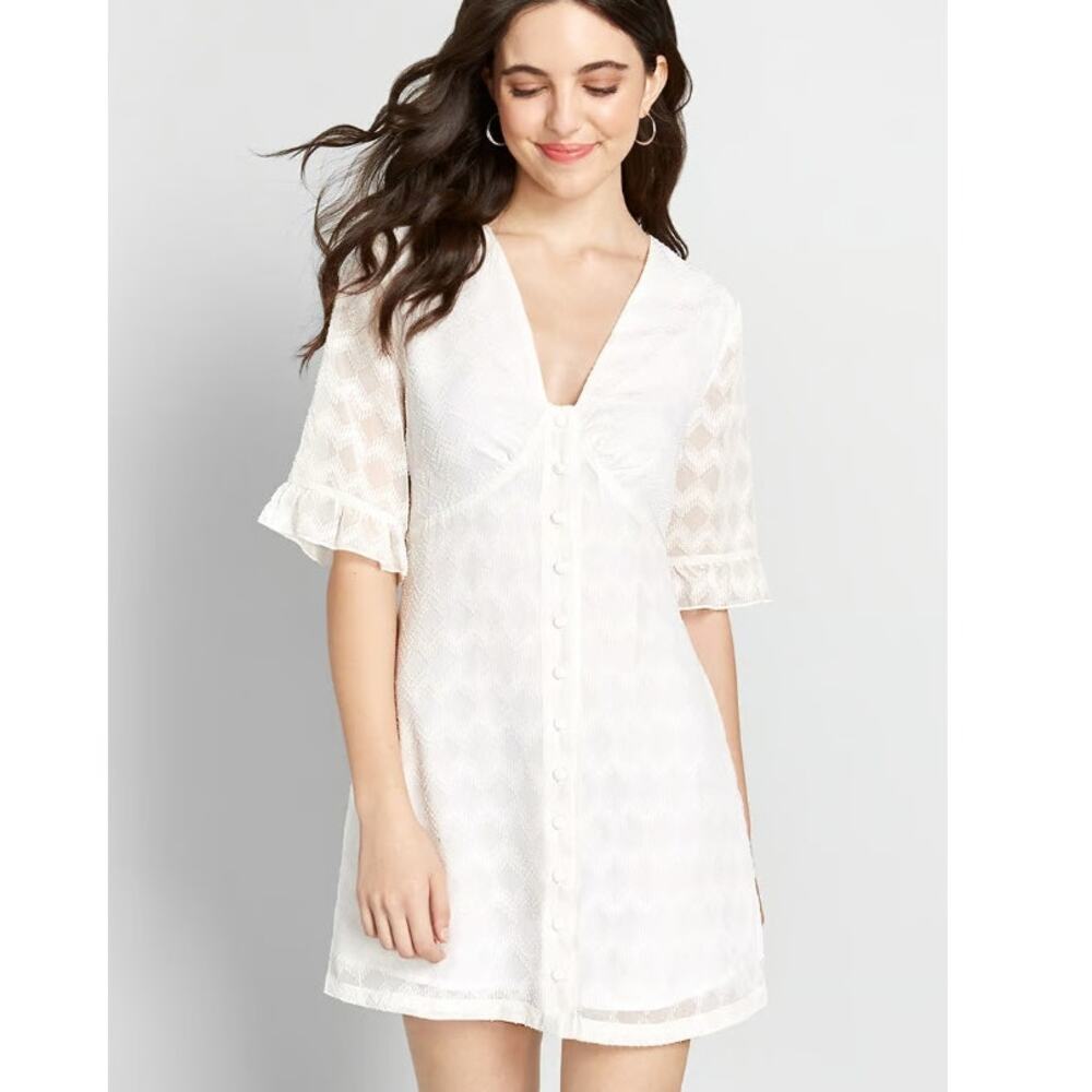 ModCloth Womens Babydoll Mini Dress Size 12 Boho Coastal Summer Hippie Festival
